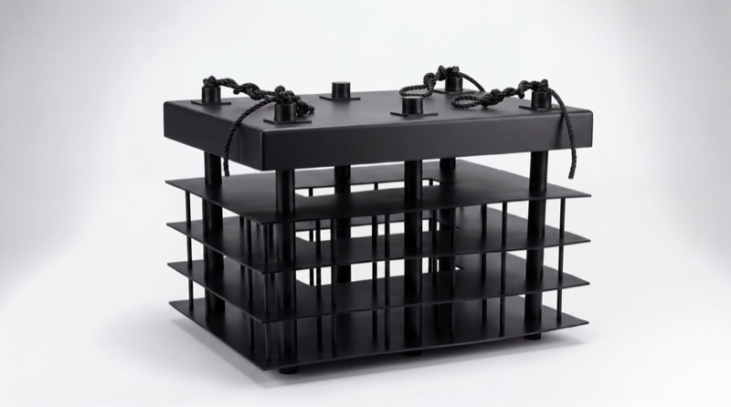 Super Duty dock habitat — welded high-density poly reef structure rigged with rope